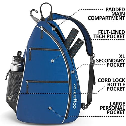Athletico Sling Bag - Crossbody Backpack for Pickleball, Tennis, Racketball, and Travel for Men and Women