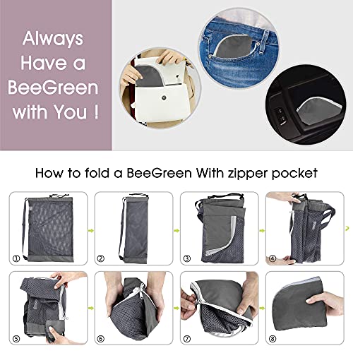 BeeGreen Mesh Drawstring Bag Swim Backpack for Beach Pool Sports Gym Draw String Cinch Bags for Swimming Soccer Basketball Gear Grey - color: Grey