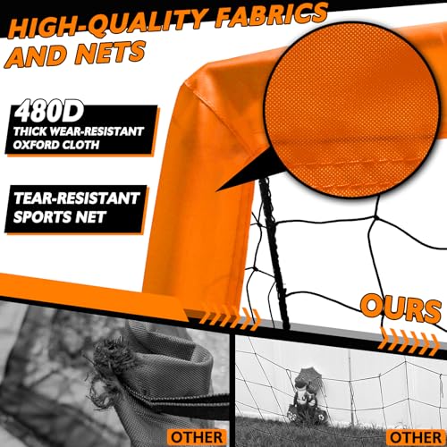 5×3 6x4 9x5 FT Portable Kids Soccer Goal for Backyard, Foldable Soccer Practice Net with Carrying Bag for Toddler Youth Adult Pop Up Soccer Training Equipment Indoor and Outdoor Sports Game