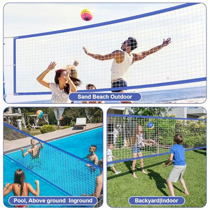 Professional Volleyball net Outdoor Heavy Duty, Lengthened Aircraft Wire Rope, Upgraded Weather Resistance, Thicker Border for Indoor Outdoor Backyard Pool Schoolyard Beach 32x3FT(Net Only)