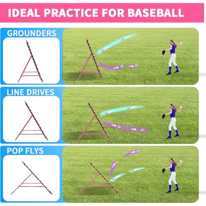 Adjustable Volleyball Rebounder Net 7x4 FT - Ultimate Training Equipment for Volleyball & Lacrosse Enhanced Bouncing System for Volleying, Bumping, and Spiking Drills - color: Pink