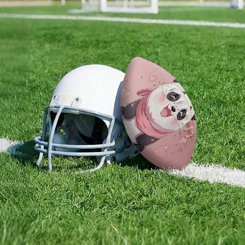 American Football, Official Size 11.9 x 7.3 Inch, Premium Composite Leather High-Grip Ball with Pro-Style Lacing, Unique Prints for Training, Games & Gifts - color: Panda Pink