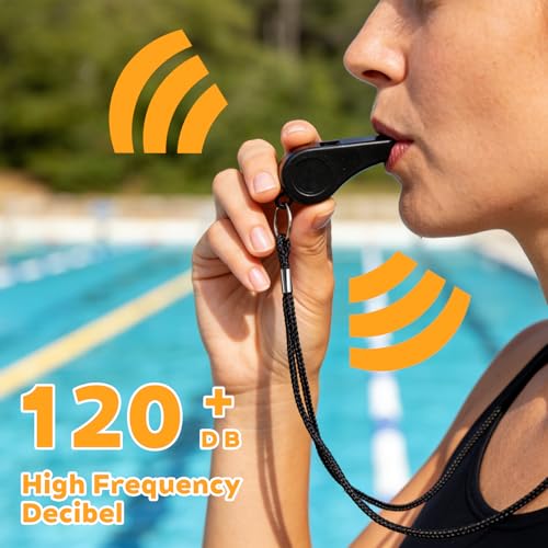 TINSKY 48 Pcs Sport Whistle with Bracelet, 6 Colors Loud Plastic Whistles for Coaches, Referees, Officials, Birthday Party Gift, Emergency Training, the 2026 World Cup Festivals
