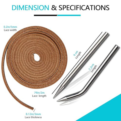Baseball Glove Lace, Mitt Lace Repair Kit Softball 2 Leather Laces and 2 Lacing Needles for Catcher's Glove - color: Tan