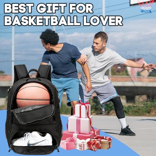 Basketball Bag Backpack, Large Capacity Sports Equipment Bags for Basketball, Soccer, and Volleyball. - color: black