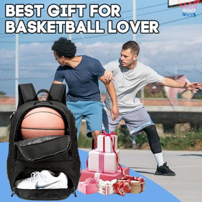 Basketball Bag Backpack, Large Capacity Sports Equipment Bags for Basketball, Soccer, and Volleyball. - color: black