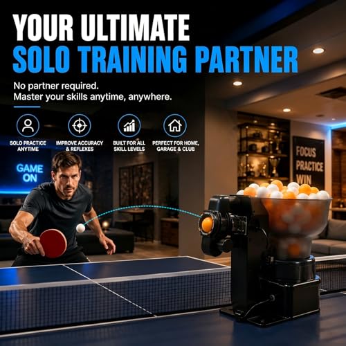 Automatic Ping Pong Machine, Lightweight PVC Table Tennis Robot with Wired Controller, 40-70 Pcs/Min Frequency Multi-Spin Ball Launcher for School Gymnasium Yard
