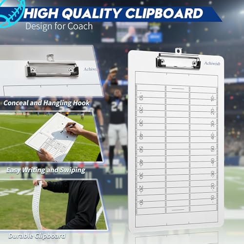 Football clipboard for Coaches, Premium Football White Board for Coaches, Waterproof Football Dry Erase Board for Coaches, Double-Sided Football clipboard with Tactics Field & Lineup Planner