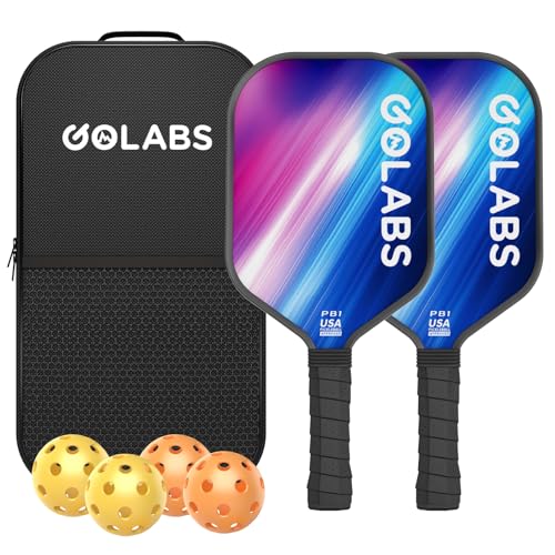 Golabs PB1 Pickleball Paddles Set of 2, Durable Fiberglass Surface& 16mm STR-Core Power Polymer Core, USAPA Approved, 8oz Lightweight & Comfort Anti-Slip Elongated Grip for Increased Power and Spin - color: Pink
