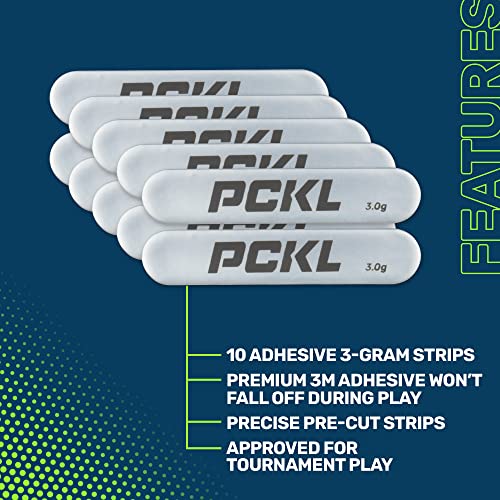 PCKL Pickleball Paddle Lead Tape Strip Weights | 10 Pre Cut 3g Strips for Improved Power, Spin, Sweet-Spot, and Head Weight