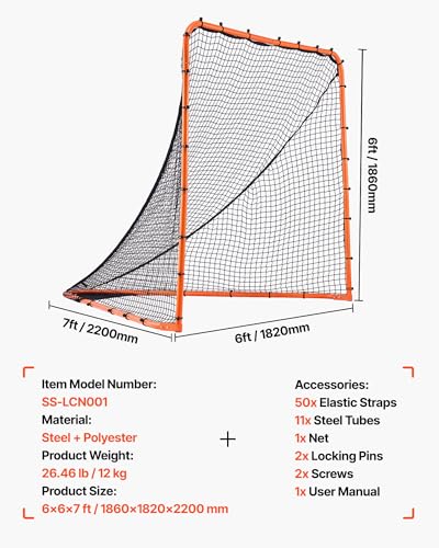 VEVOR Portable Lacrosse Goal - Complete Training Accessory Set with Extended Coverage for Youth and Adults