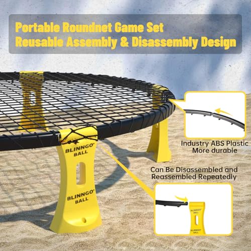 Roundnet Game Set with Balls and Patented Net, Lawn, Beach, Backyard Outdoor Game for Adults and Family