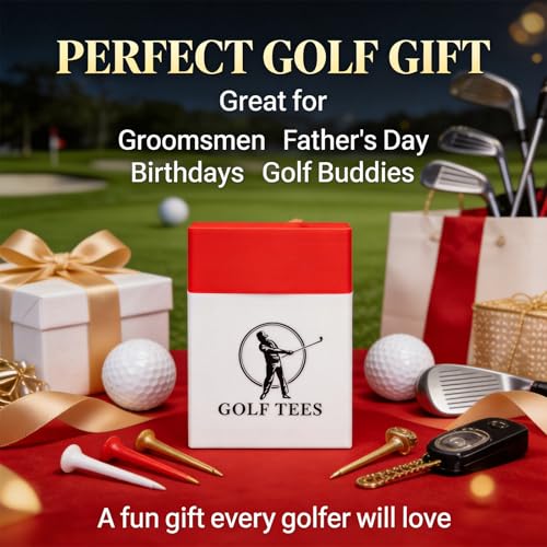 Funny Caddy Golf Tee Holder with 10 Wood Tees, Fun Golf Accessory for Men & Women, Groomsmen Golf Gifts