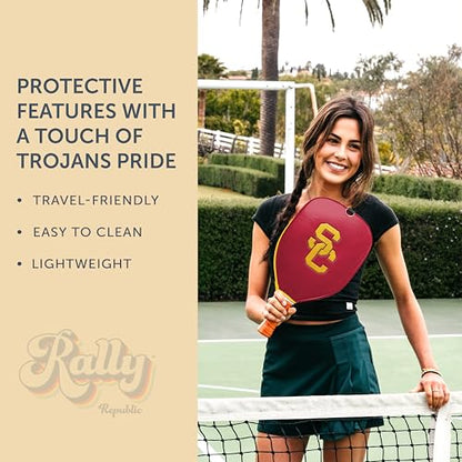 Officially Licensed Collegiate Pickleball Paddle Cover - Lightweight PU Leather Material - Durable Foam Interior Protection with Zippered Closure - Fits Most Paddles on the Market - color: USC Trojans