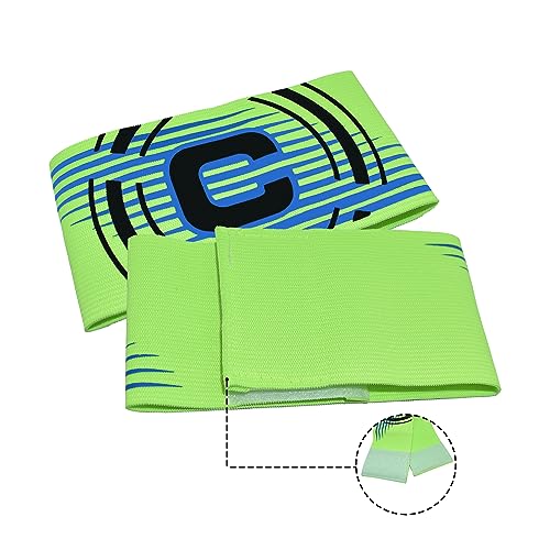 Soccer Captain Armband, 2Pcs Sports Captain Armbands Elastic Protective Arm Badge Adjustable Football Basketball Player Bands Adult Women Men - style: arc-bright green