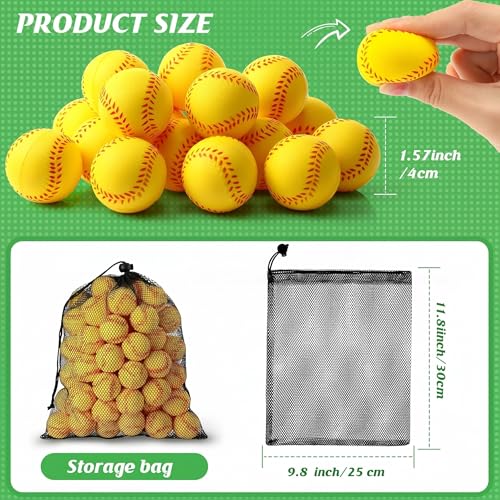 HyDren 100 Pack Mini Softball Stress Ball Foam Sports Balls Softball Party Favors Small Baseball Stress Ball for School Carnival Sport Party Decorations Birthday (4cm)