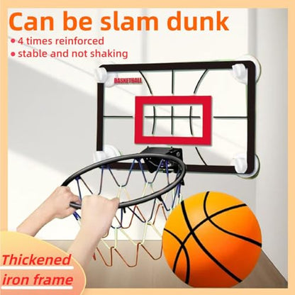 Indoor Basketball Set, 2025 Upgrade Silent Basketball with a Detachable Iron Basketball Hoop, Practicing Dribbling, Shooting, and Dunking Techniques Quietly at Any time Indoors, for Teen boy Gifts