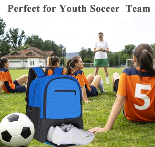 Soccer Ball Bag-Backpack for Basketball,Volleyball with Cleat Shoes and Ball Compartment for Sports Team,Trainning - color: Blue