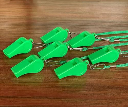20 Pcs Plastic Loud Whistles with Lanyard for Referee Coaches Basketball Football Sports Training Game Event Lifeguard Survival Emergency Fun School Kids Tool Set Suppliers - color: Green