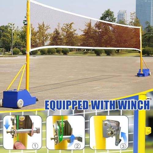 Adjustable Volleyball Poles with Net - Heavy Duty Indoor & Outdoor, 4 Heights (5ft-6.8ft) for Backyard Fun, Perfect for Adults & Kids, Durable Banton Net Set