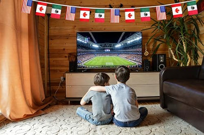 2 Pack America, Canada and Mexico Small String Flag, 100 Feet 72 Pcs Pennant Banner Bunting Flags, Football Match Game Soccer Party Decor, Celebration (2)