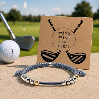 Golf Counter Bracelet, 10 Bead Handmade Score Counter, Adjustable Stainless Steel Beads, Easy Stroke Counting Accessory for Men and Women