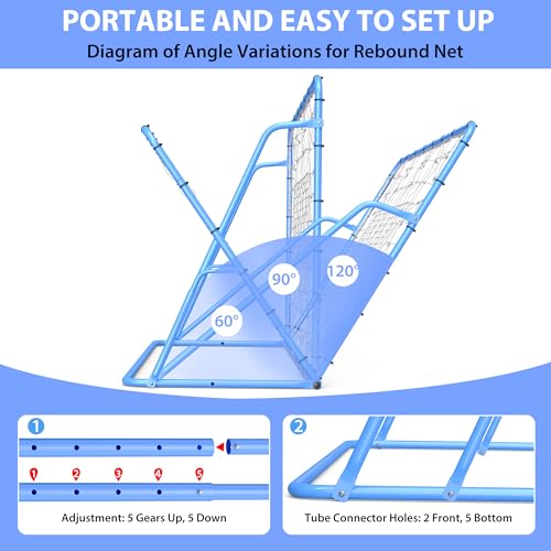 4 x 4 ft Adjustable Multi-Sport Rebounder Net for Soccer, Baseball, and Softball, Training Net for Passing, Throwing, and Ball Control, Portable for Backyard or Field Use