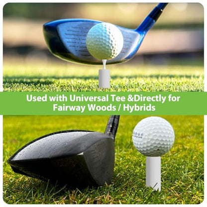 Rubber Golf Tees for Mats, Cross Shaped Golf Tee Holder Set for Driving Range & Simulator Practice, 5 Sizes 10p Unbreakable Tees & 20p Ball Stud for Indoor Outdoor Use (White)