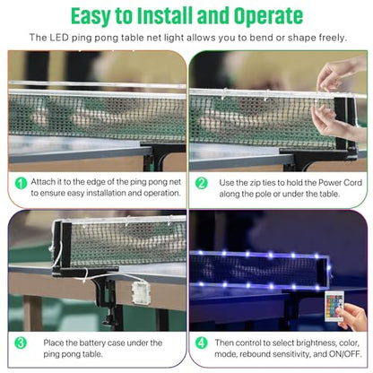 LED Ping Pong Table Light&Net Light, 14 Ft&13 Ft Light Net for Ping Pong Table&Net Table,16 Color Change, Durable & Waterproof & Easy to Install, Super Bright to Display at Night - color: Net lights