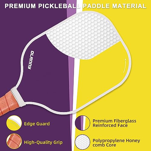 OLANNY Graphite Pickleball Paddles Set- Premium Rackets Fiber Face & Polymer Honeycomb Core Pickleball Set Includes Pickleball Paddles + Pickleball Balls+ Replacement Soft Grip + 1 Bag - color: Makalong Pickleball Paddles