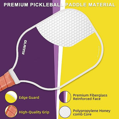 OLANNY Graphite Pickleball Paddles Set- Premium Rackets Fiber Face & Polymer Honeycomb Core Pickleball Set Includes Pickleball Paddles + Pickleball Balls+ Replacement Soft Grip + 1 Bag - color: Makalong Pickleball Paddles