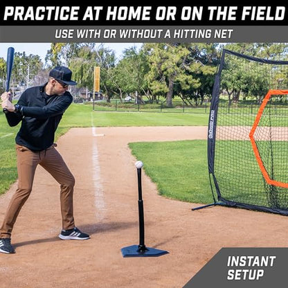 GoSports Baseball & Softball Batting Tees - Choose Jr. or Standard - Adjustable Rubber Hitting Tee - color: Standard Black