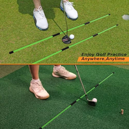 Professional 2 or 3 or 4 Pack Collapsible Golf Alignment Sticks, Premium 40" Alignment Golf Stick Ideal for Aiming, Putting and Swing Practice - color: 3 Pack Green