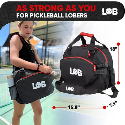 LOB Pickleball Bags for women men Tote Carry Bag with Bottle Holders, Fits 2 Paddles, 2pc Accessories (Pouch, Mesh Ball Bag), Durable Lightweight
