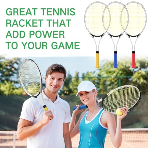 6 Pcs Tennis Rackets for Adult Recreational 6 Players 27'' Tennis Racket Set with 3 Balls Lightweight Tennis Rackets for Tennis Training Beginner with Overgrip and Bag
