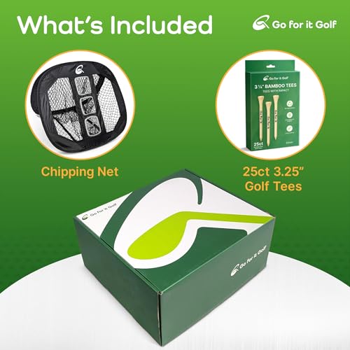 Go For It Golf Gift Box - Ultimate Golf Kit Essentials for Men & Women, Premium Golfing Accessories, Golfer Training Tools & Gear - style: Chipping Net (Tees)