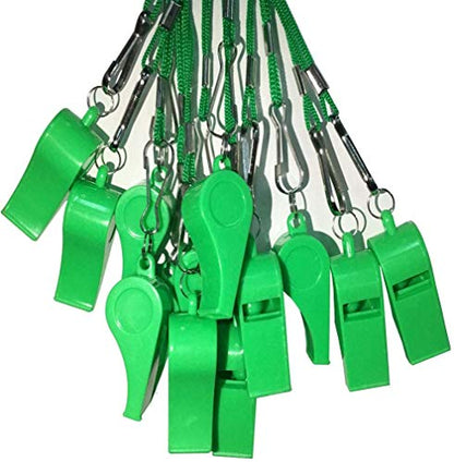 20 Pcs Plastic Loud Whistles with Lanyard for Referee Coaches Basketball Football Sports Training Game Event Lifeguard Survival Emergency Fun School Kids Tool Set Suppliers - color: Green