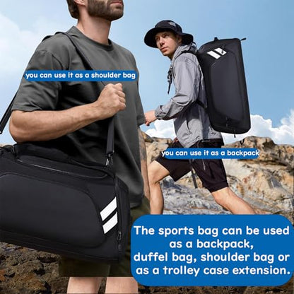 WOLFILIST Men's 58L Large Gym Duffel Bag, Oversized Sports Duffle Bag with Shoe Compartment, Water Resistant Travel Weekender Bag for Gym, Travel, Camping