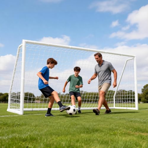 MOPHOTO Soccer Goal, 6X4/8x6/10x6.5/12x6/16x7/18.5x6.5/21x7/24x8ft Soccer Goals for Backyard, Full Size Soccer Goal for Teens & Adults Training - size: 12x6FT, style: PVC-Non-Foldable