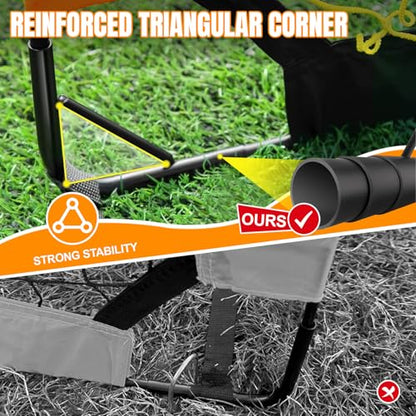 Pro-Grade Kids Backyard Soccer Goal, Tear-Resistant 5-Layer Polyester Soccer Net & 10mm Poles for Maximum Durability, 4x3ft/6x4ft/7x5ft, Pop Up Portable Soccer Training Equipment Set with Size 4 Ball - size: 7 ft x 5ft, style: Orang