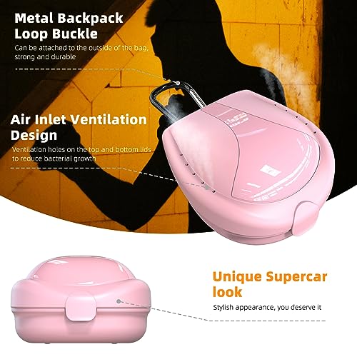 Mouthguard Case Sports, Specialized Football and Basketball Mouthguard Cases, Students, Adults and Seniors Universal Sports Pink - color: Pink