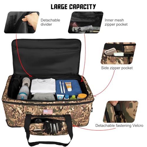 150L Large Rolling Duffle Bag with Wheels, Heavy Duty 32'' Tri-Wheel Gear Hauler for Camping,Moving Sports Equipment,Military & Airline Checked Bag Approved,Camo - color: Camo