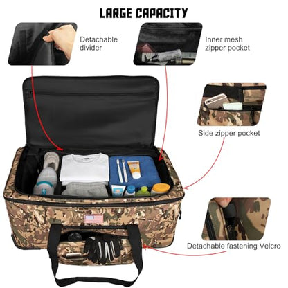 150L Large Rolling Duffle Bag with Wheels, Heavy Duty 32'' Tri-Wheel Gear Hauler for Camping,Moving Sports Equipment,Military & Airline Checked Bag Approved,Camo - color: Camo