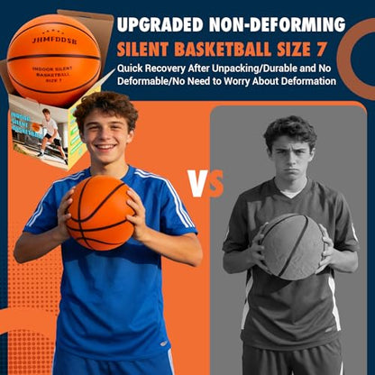 Silent Basketball Size 7 (29.5"), Indoor Quiet Foam Basketball Airless for Dribbling & Indoor Training, Soft Soundless Basketball for Restore Without Deformation, Real Feel Higher Bounce Quieter
