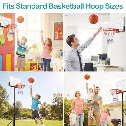 2Pack 8 Loops Mini Basketball Net Replacement, Heavy-Duty Nylon Little Small Basketball Net for Indoor Door Room Walls 8"-10.25" Hoop