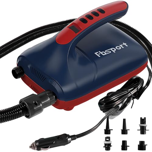 Electric Paddle Board Pump, 20PSI SUP Air Pump with Inflation & Deflation Functions & 12V DC Car Connector, Portable Quick Inflator for Inflatable Paddleboard, Kayaks, Boats and Air Mattresses - color: Red Blue