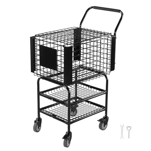 Tennis Ball Basket Cart Large Capacity Wheeled Tennis Ball Hopper Holds 350 Balls for Teaching & Court Use