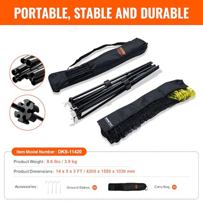 VEVOR Badminton Net, Height Adjustable Volleyball Net, Wide Foldable Pickleball Net, Portable Easy Setup Tennis Net Set with Poles, Stand and Carry Bag, for Kids Backyard Game Indoor Outdoor Use - size: 14ft