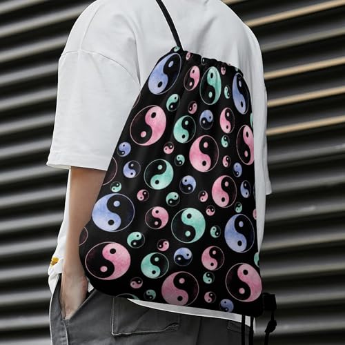 Beam Backpack Drawstring Sack Large Capacity for Soccer Basketball Sports Workout Equipment Travel, Yin Yang Galaxy Art Bags - color: Picture (360)