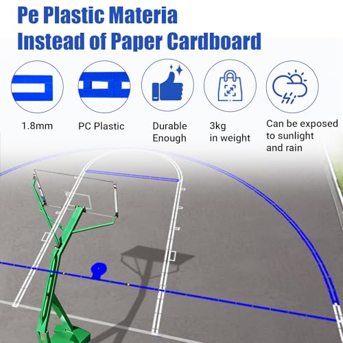 Reusable Waterproof Basketball Court Stencil Kit for Concrete, Basketball Court Marking Kit, Plastic Material, Sun-Resistant NOT Paper Board, Durable,Reusable, Can be Used More Than 20 Times - style: SENIOR HIGH SCHOOL